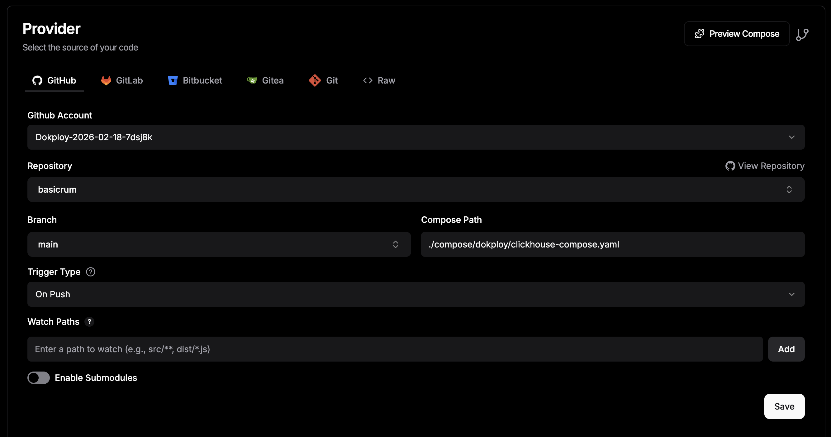 Screenshot of compose settings